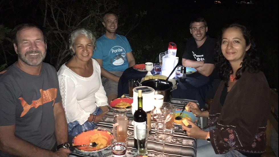 Witman and friends celebrating Thanksgiving in the Galapagos